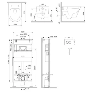 Комплект унитаза с инсталляцией AM.PM Sense IS100101.741701 сиденье микролифт